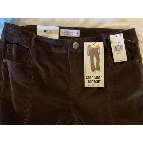 Vanilla Star Women's Corduroy Moto Bootcut Pants Size 10, Raisin NWT - Picture 6 of 7
